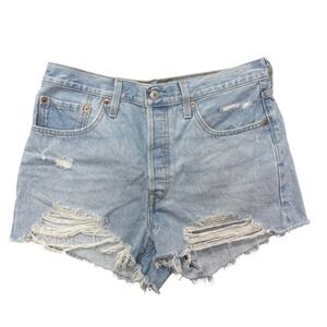 Levi's Women's Size 31 Denim 501 Shorts Distressed Ripped Frayed Hem Light Wash